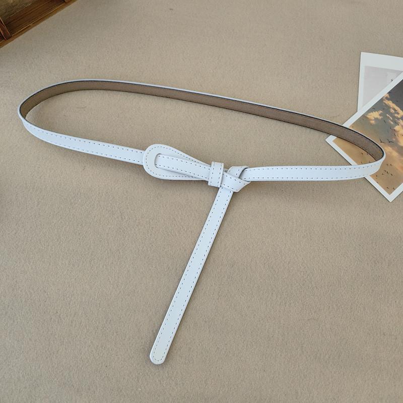 Leather Womens Skinny Belt With Vintage Knot Design For Dress And Office Wear