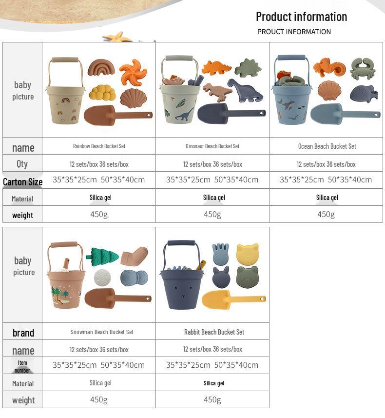 Outdoor Parent-Child Interactive Silicone Beach Bucket Set – Baby Sand, Water, and Snow Play Tools