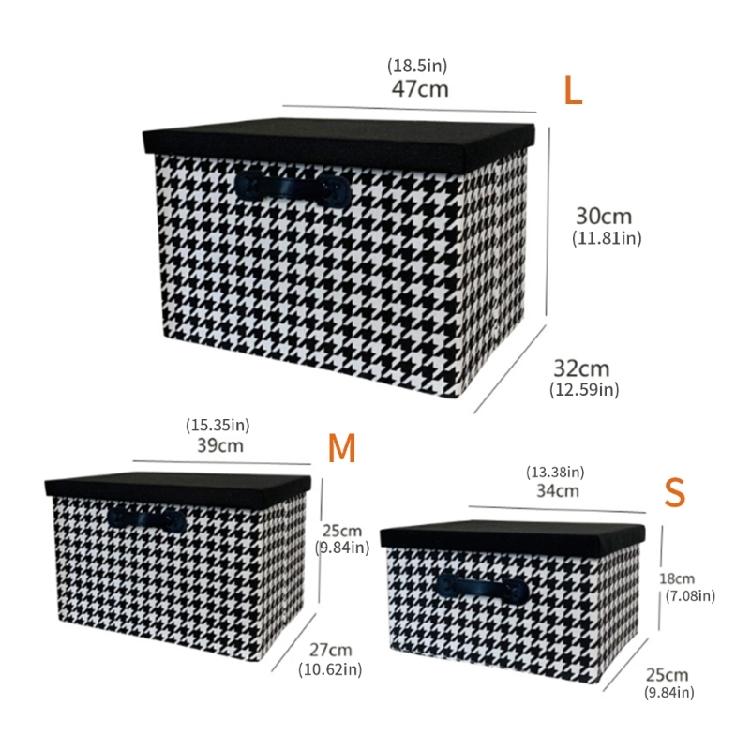Stylish Houndstooth Pattern Foldable Storage Container Fabric Foldable Box for Space Organization In Vehicle Homes