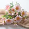 Artificial Flowers 27CM Height Small Bouquet Multiple Sun Chrysanthemum Heads Green Leaves