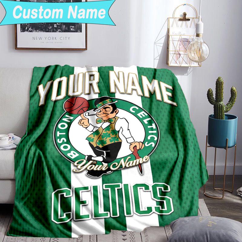 Custom Name Blanket Boston-Celtics Logo Blanket Bedding Blanket for Travel, Camping, Living Rooms, Offices, Sofas, Fan Christmas Gift