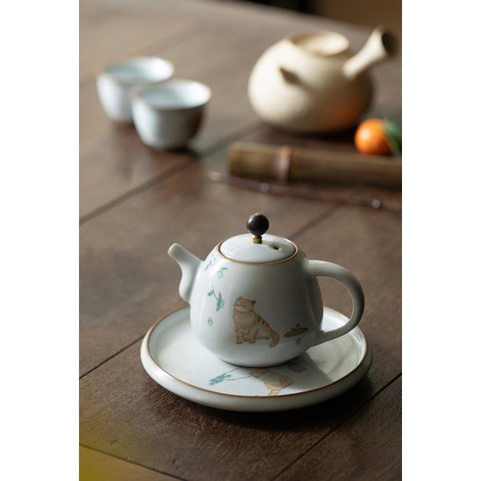 280ml Ru Kiln Teapot Can Be Nurtured and Cracked Ceramic Kung Fu Tea Set