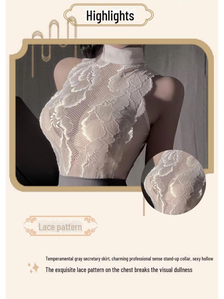 Manyu Sexy Lingerie Set: Pure Desire Lace Secretary-Style Pajamas with Skirt 9401