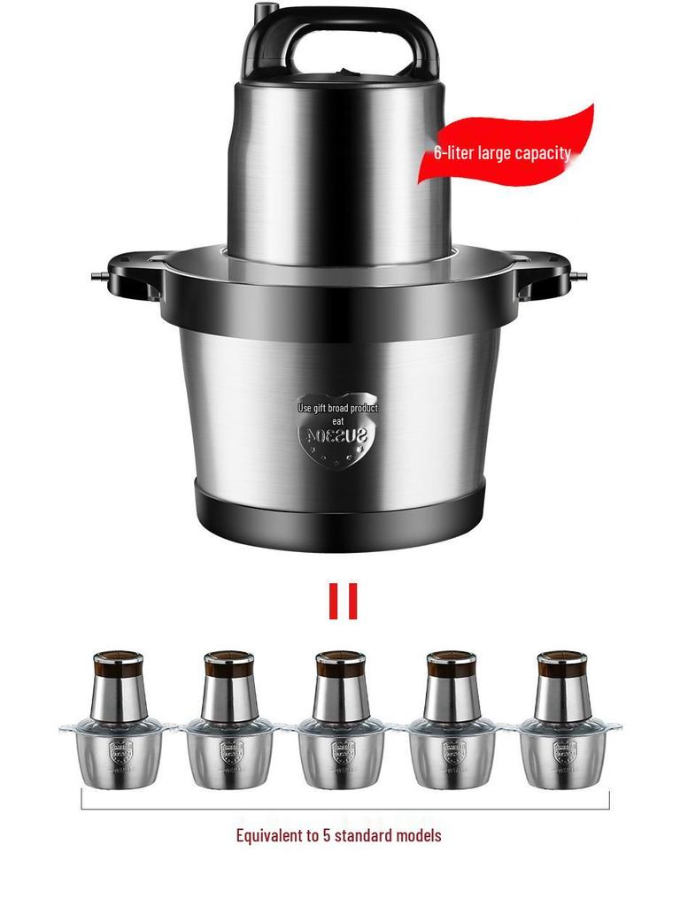 Elektrischer Fleischwolf & Küchenmaschine aus Edelstahl - Großes Fassungsvermögen zum Hacken, Zerkleinern, Knoblauchpaste & mehr