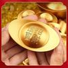 Solid Brass Sand Gold Yuanbao Ornament for Home or Shop Decor
