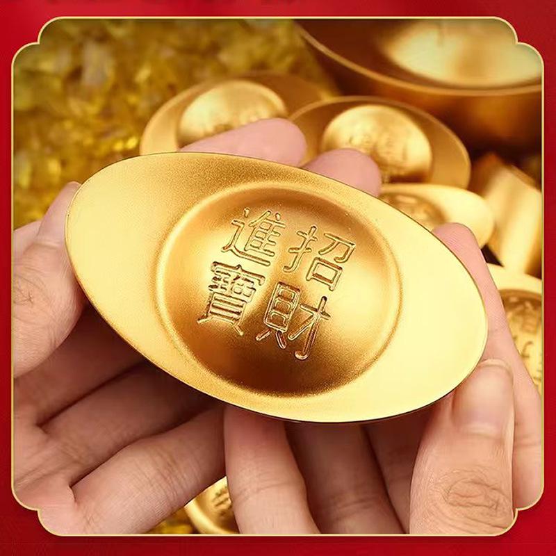 Solid Brass Sand Gold Yuanbao Ornament for Home or Shop Decor