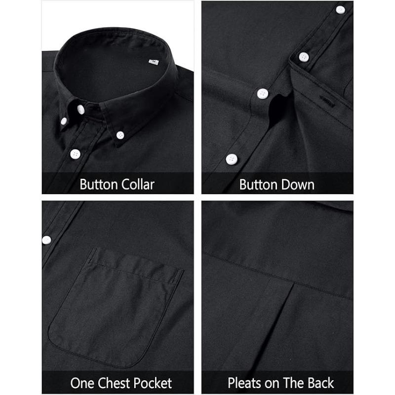 Herren Uni Oxford Langarm Button-Down-Hemd mit Brusttasche, EU-Größe Lässiges Business-Hemd für Amazon Cross-Border