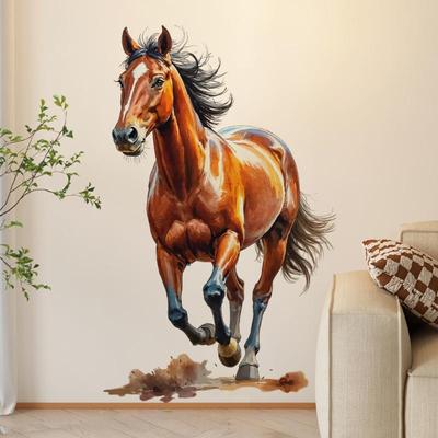 Pferderennen Rennpferd Wandaufkleber Wasserdicht Abnehmbarer Vinylaufkleber Schlafzimmer- und Eingangsbereich-Dekor