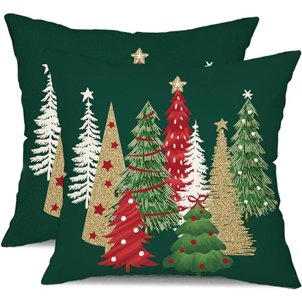 2Pcs 45x45cm Christmas Tree Cushion Cover Luxury Pillow Shell Dacron Throw Pillow Case Children