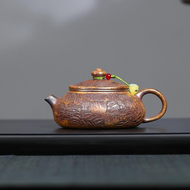 

170ml Chinese Tradition Yixing Purple Clay Teapo Beauty Tea Infuser Kettle Handmade Landscape Zisha Tea Pot Household Tea Set