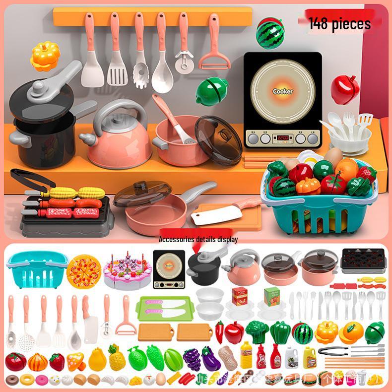 Kids' Educational Kitchen Play Set: Cutting Fruit & Tableware