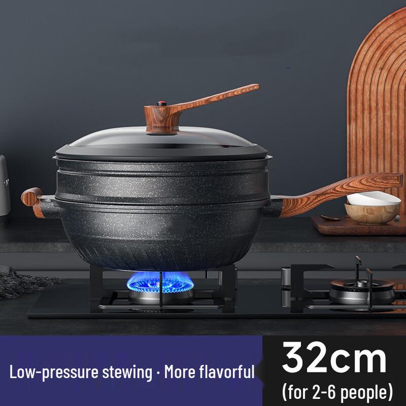 

Lilang 32cm Non-stick Wok with Steamer & Spatula