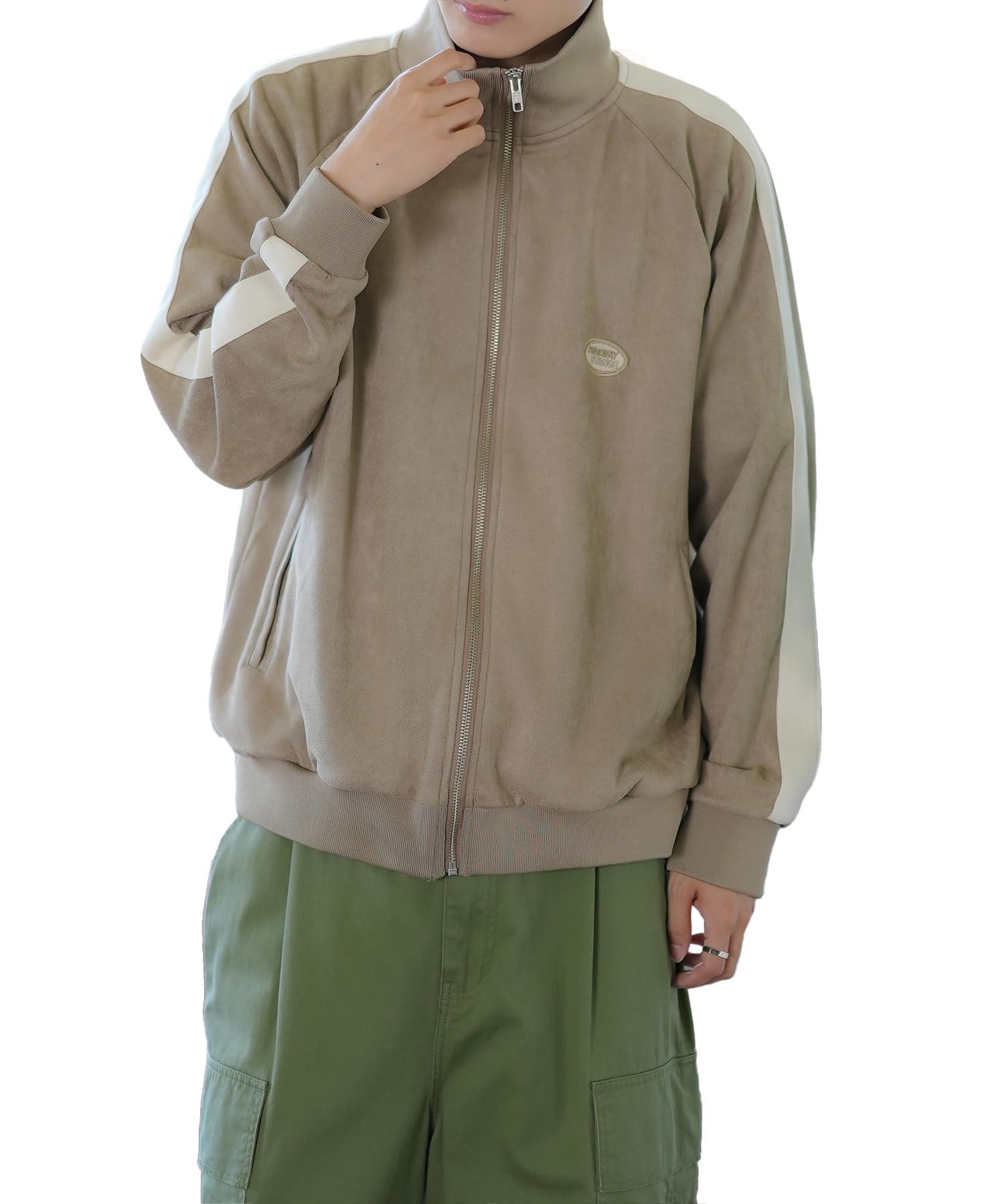 

IMPROMES Casual SIDEWAYSTANCE Suede Ponte Track Jacket, Men s, Beige