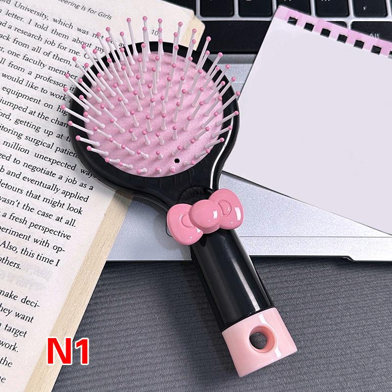 Cute Bow 2-In-1 Mirror Comb Cartoon Air Cushion Comb Portable Student Dormitory Girlfriend Style Handheld Hairdressing Comb