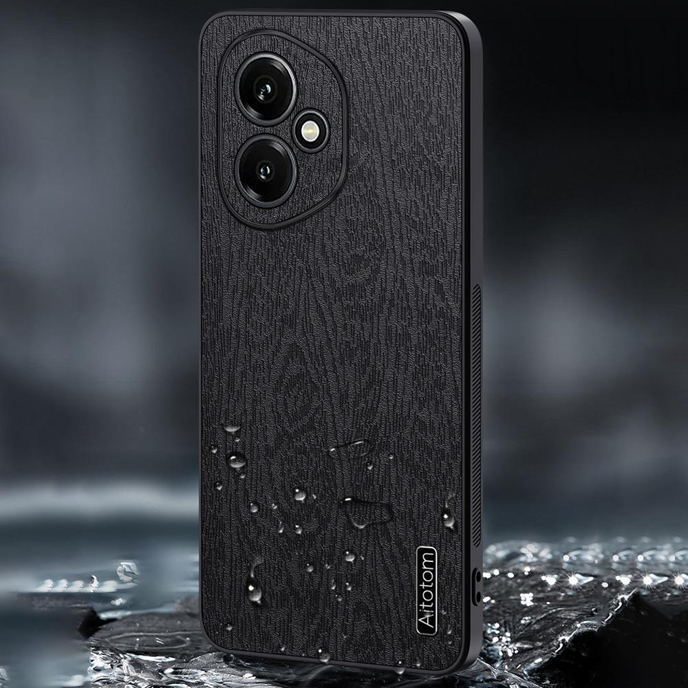 Pour Honor 400 5G (Global) Coque Texture Bois PU Cuir Revêtu PC TPU Housse de Téléphone