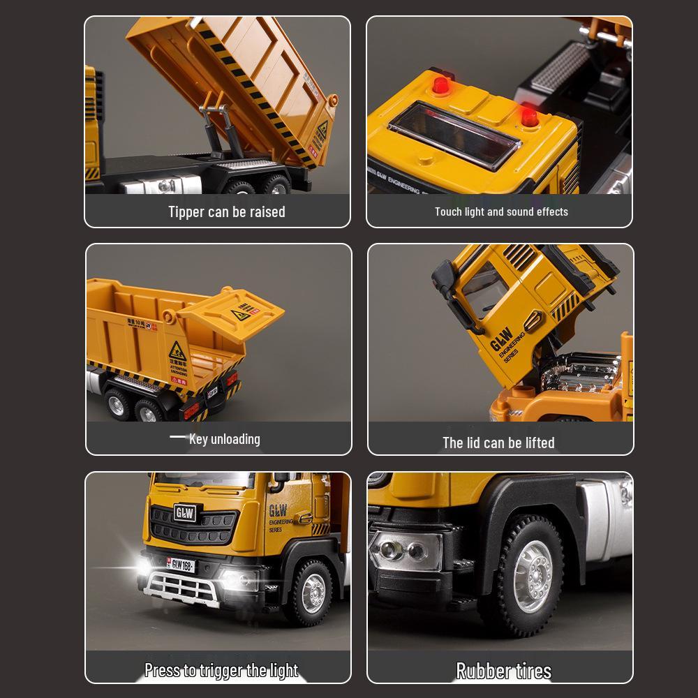 Steel Power Large Alloy Crane Toy - Children's Engineering Vehicle Crane & Mixer Truck Set