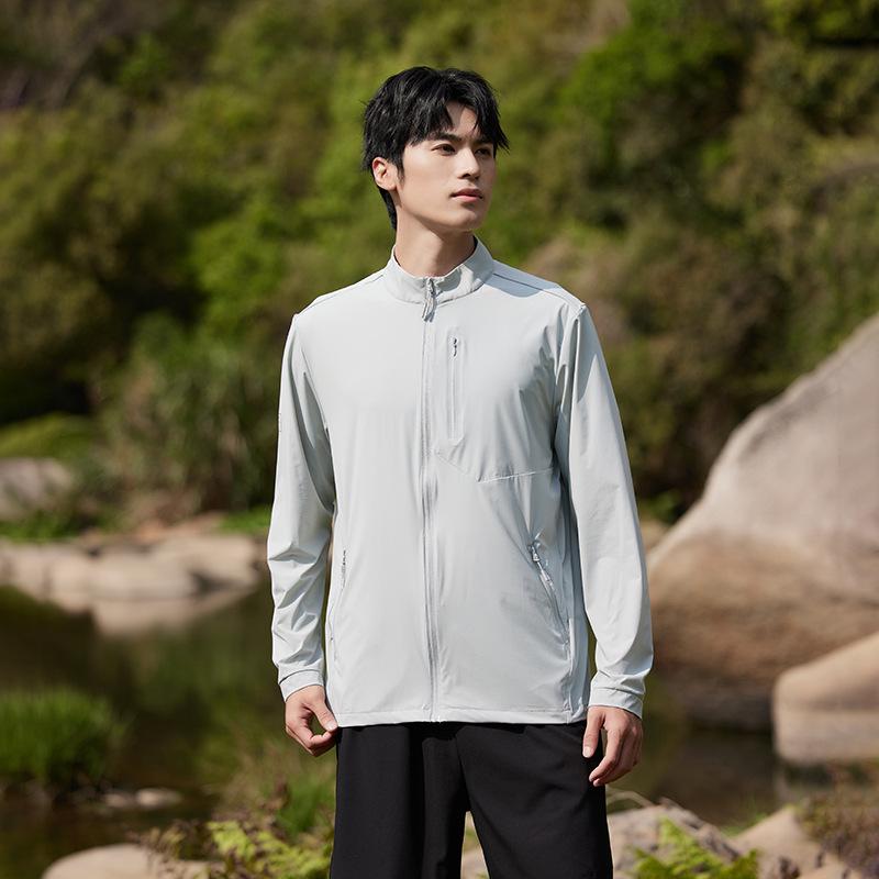 Summer Ice Silk Sunscreen Clothing Men's Light and Thin Breathable Stand-up Collar Jacket Outdoor UV Protection Upf10 + Sunscreen Clothing