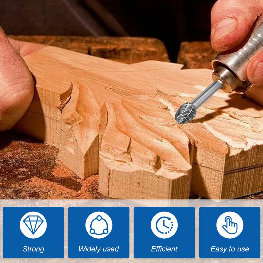 40PCS Carbide Burr Set, Hard Alloy Tungsten Steel Double Cut Rotary File Milling Cutter Head, Woodworking Grinding Carvin Tool