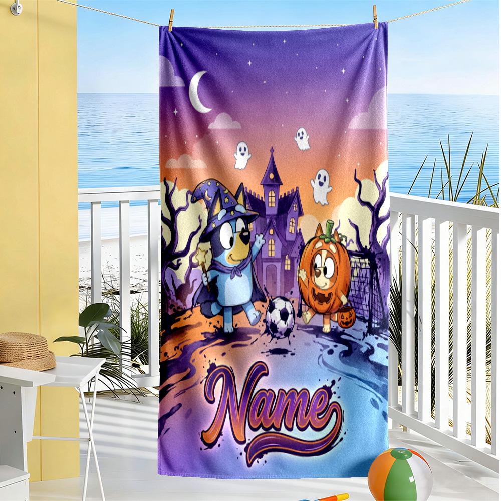 Halloween Night Adventure Personalized Text Beach Towel High Absorbency & Quick-Dry