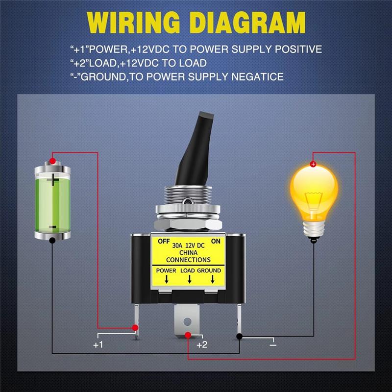 Fresh 3 Pin SPST Rocker Switch LED Toggle Switch On Off 12V 30A Blue Lighted Metal Heavy Duty 12Mm Mounting Hole