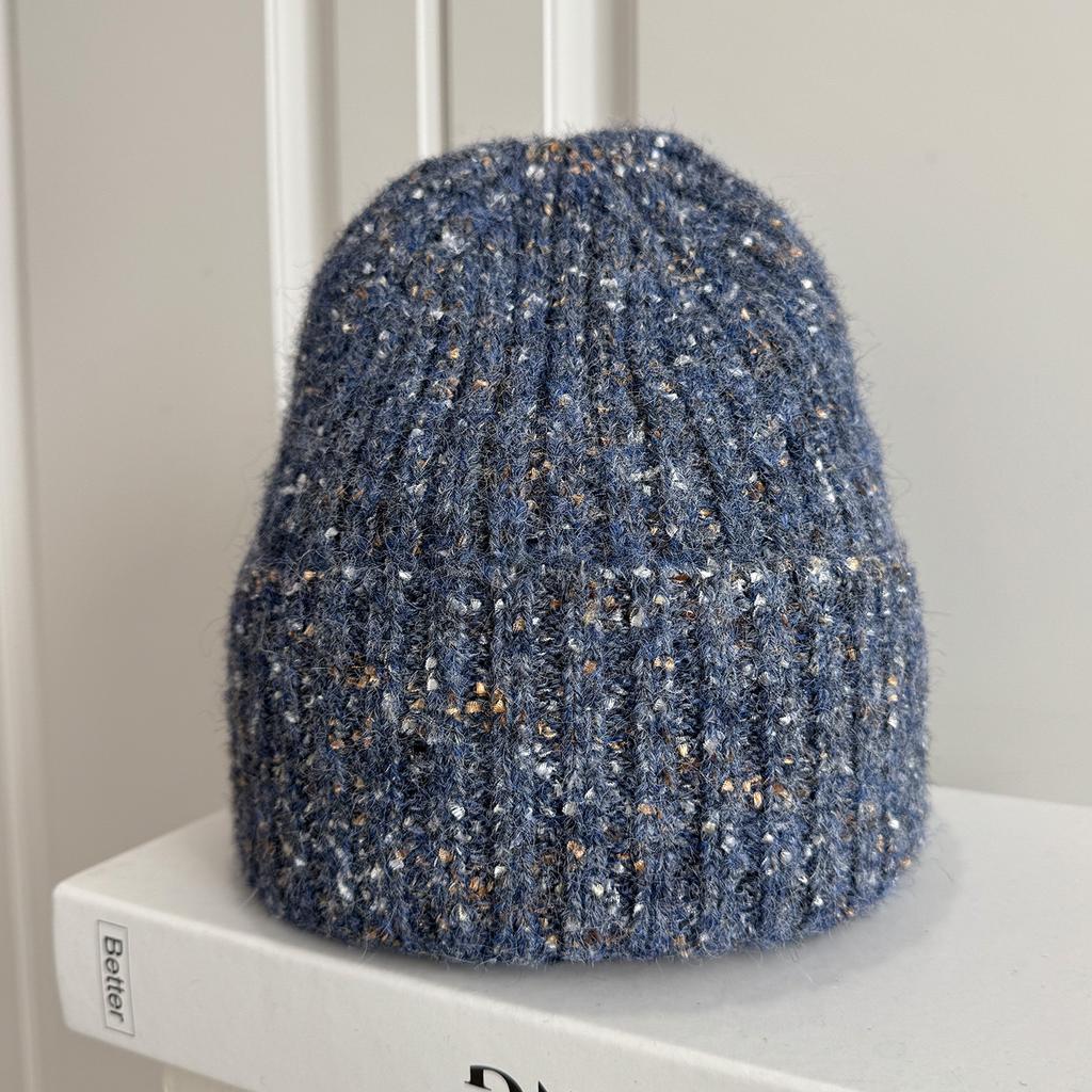 Multi-color Mixed Knitted Hat, Warm In Autumn and Winter, Showing a Small and Lazy Face, Versatile Wool Hat