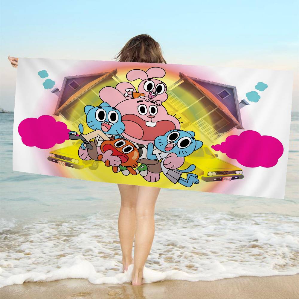 The Amazing Funny W-world Of Gumball Microfiber Blanket Quick Drying Beach Oversized Printing Super Absorbent Pool Towel Blanket