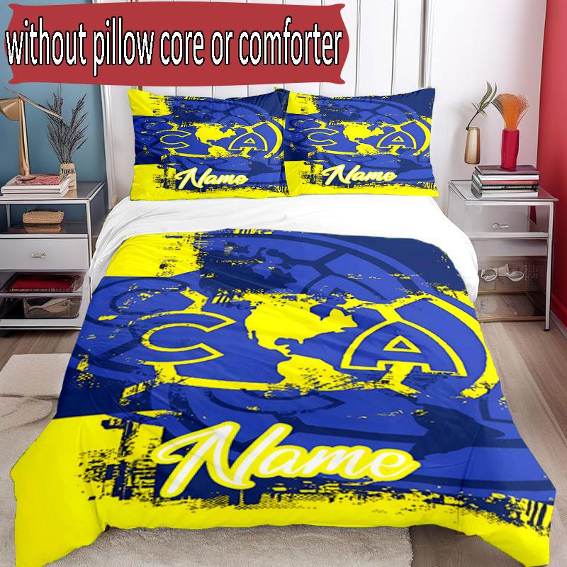 3pcs Duvet Cover Set (1*Duvet Cover + 2*Pillowcase, Without Core), Custom Name Club America Pattern Bedding Set, Home Bedroom Decor Gift