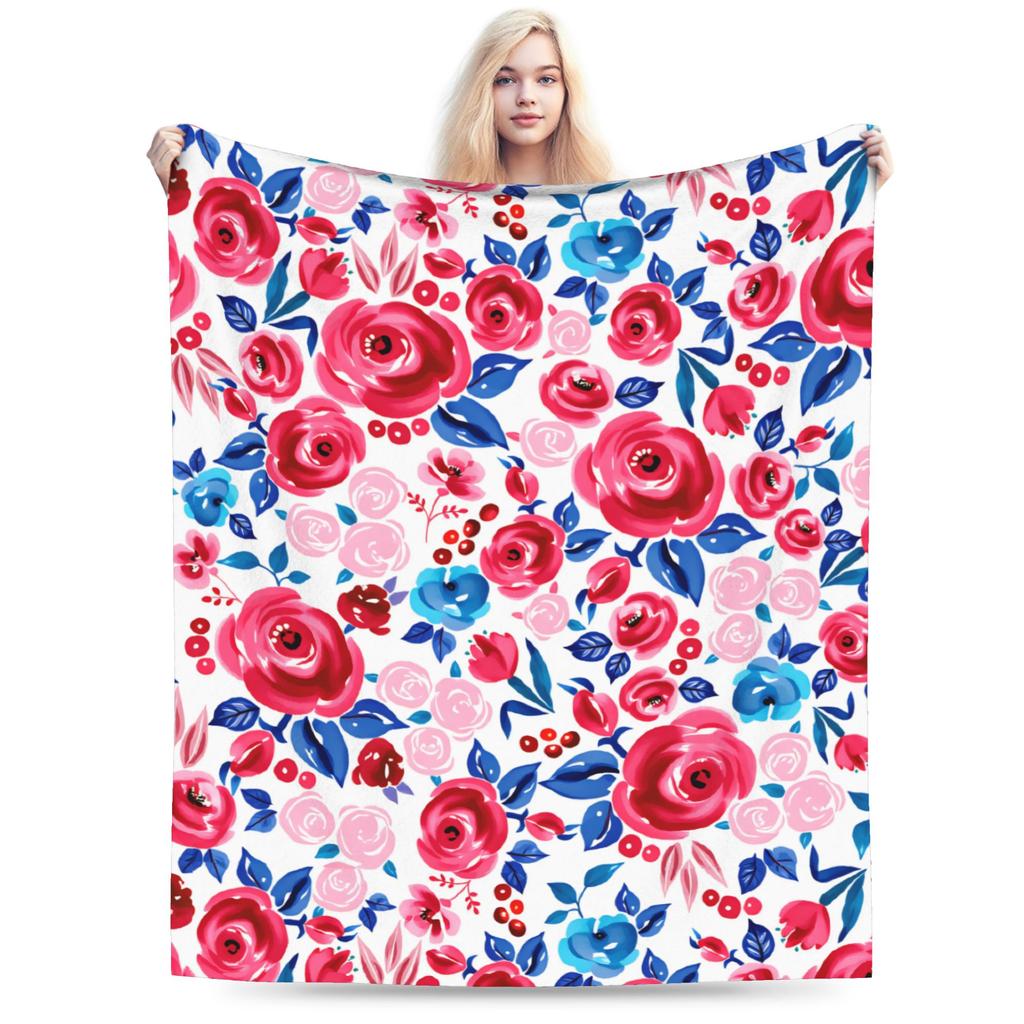 Florals on Yellow Fabric Plush Blanket Child  Flannel Throw Blanket For Outdoor Super Warm Quality Bedspread Birthday Present