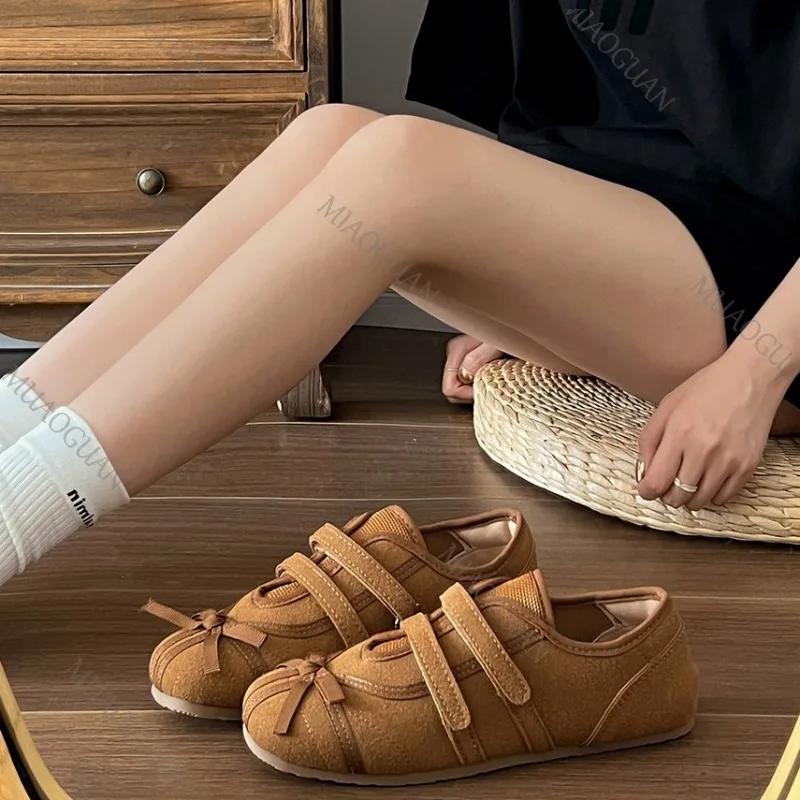 Fashion Shoes for Woman Flats Soft Sole Bow-Knot New Dress Spring Summer Ballerinas Women's Shoes Retro Butterfly Leisure Mary Jane Shoe