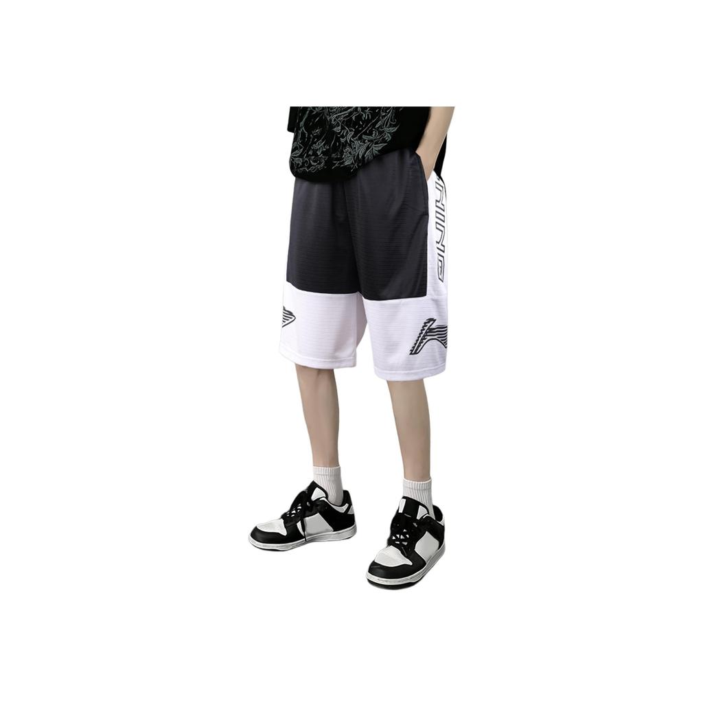 Li Ning Basketball Series Sports Quick-Dry Breathable Casual Shorts Men shorts White YAPT017-1