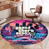 Grand Theft Auto VI Pattern Round Rug, Indoor/Outdoor Mat, for Picnic, Gameroom, Bedroom, Office, Living Room, Home Decor Carpet, Birthday Gift