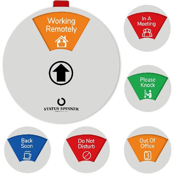 Door Sign 6 Options-Do Not Disturb,Out Of Office,In A Meeting,Please Knock,Back Soon,Working Remotely,Privacy Office Sign for Door 6 Inch, Brushed