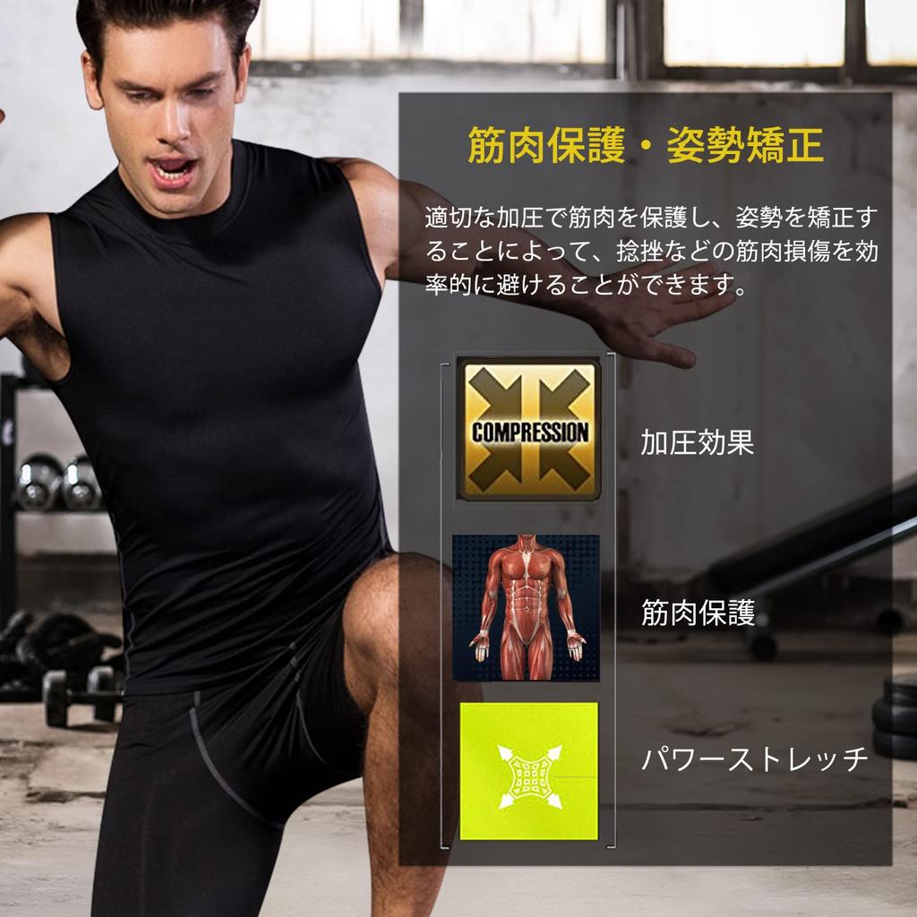 [Sillictor] Sleeveless Men's Compression Tank Top Training Wear Sports Inner Power Stretch Sleeveless Undershirt [UV ProtectionCool Quick Drying]