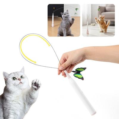 Switchable Butterfly Pattern Cat Teasing Stick Self-hilarity Relieves Interactive Automatic Cat Teaser 360° Swivel