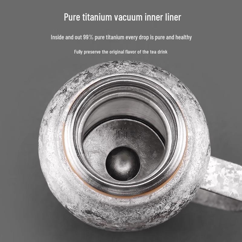 Premium Pure Titanium Double-Layer Insulated Kettle with Large Capacity, Titanium Alloy Inner Liner for Home Use and Stewing Tea.