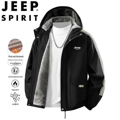 JEEP SPIRIT Men's Hooded Thickened Fleece Lined Jacket