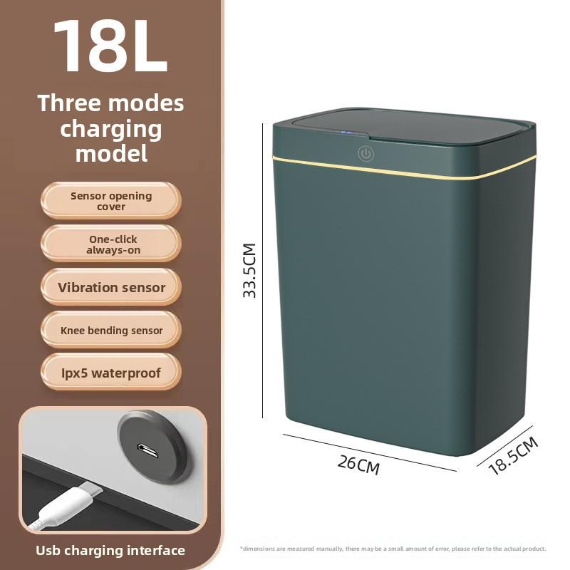 Touch-free Smart Open Lid Trash Can Automatic Packaging Smart Trash Can Bathroom Gap Garbage Storage Bucket