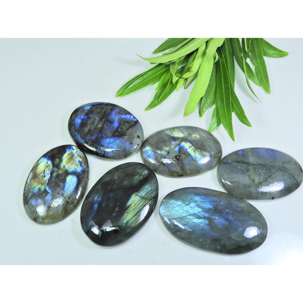 26X46-26X47MM Natural Multi Labradorite Oval Cabochon Loose Gemstone 6Pcs Ot LL-958