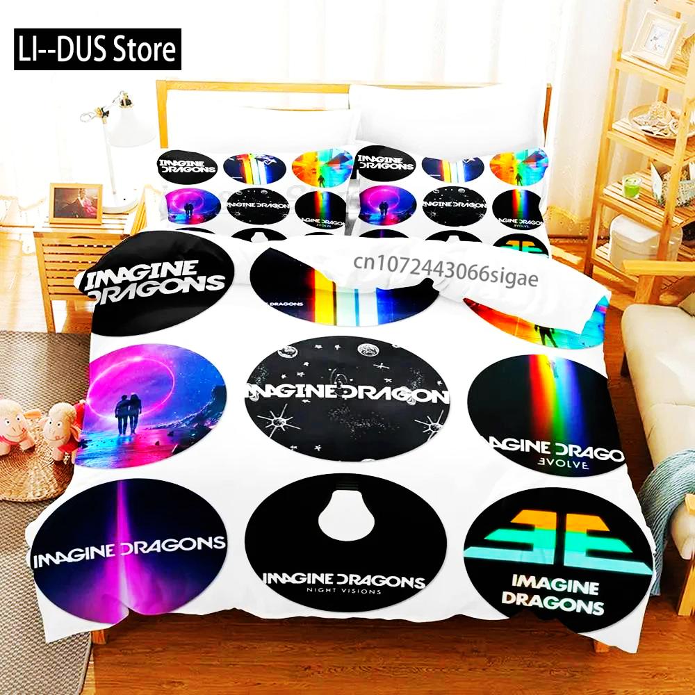 2024 Imagine Dragons Single Double 3D Printed Bedding Set For Boys Bedroom Queen King Size Quilt Cover Pillowcase
