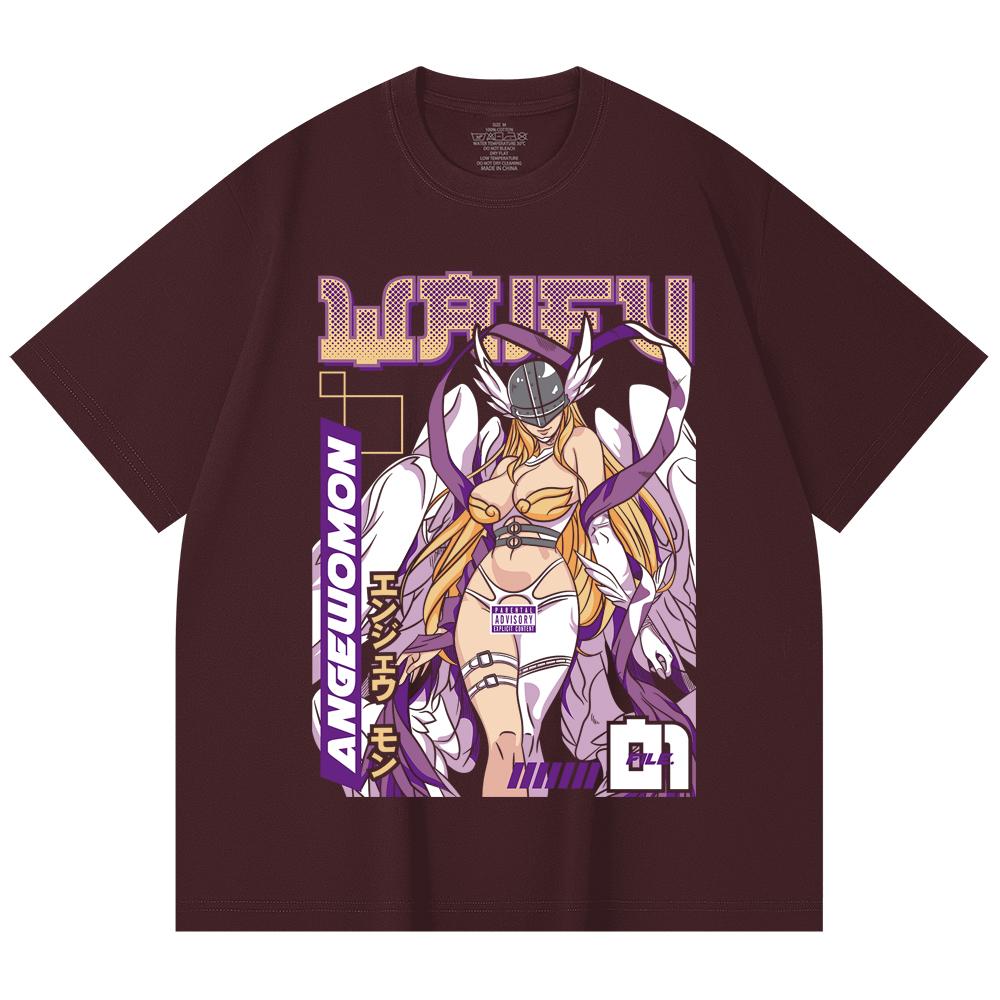 

230 Gsm 100% Cotton Digimon V9 Angewomon Waifu Print Unisex Heavy Cotton T Shirt 2XL