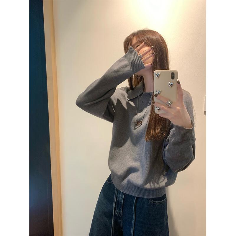 Langsha Women's Polo Neck Knit Sweater