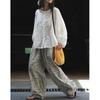 Johnature Summer Korean Embroidered Puff Sleeve Sunscreen Women Shirt Light Breathable Tops