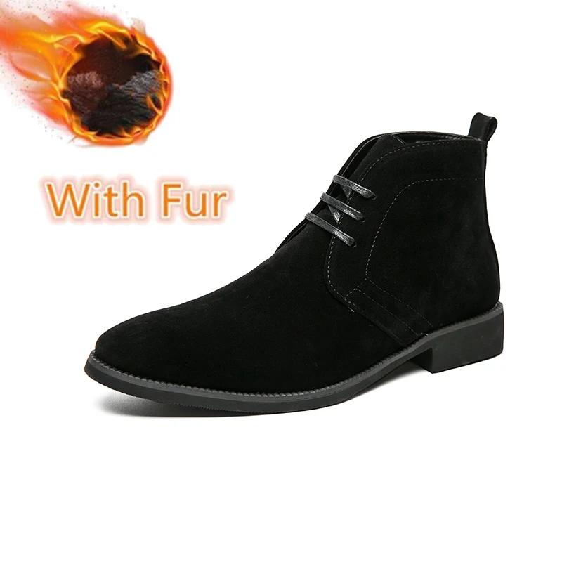 

Высококачественная деловая обувь для мужчин, новая модная удобная повседневная обувь, замшевые кожаные ботильоны, роскошные брендовые теплые зимние ботинки 48