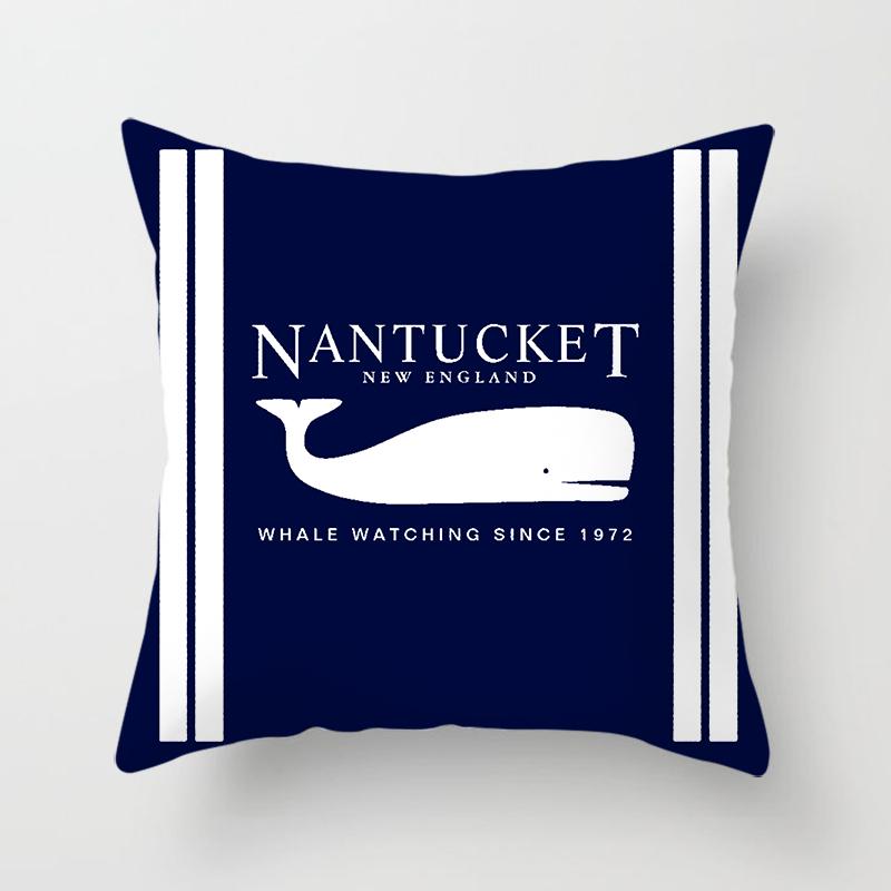 Compass Anchor Pillowcase Blue Home Decor Mediterranean Cushion Cover Car Sofa Office Decor Accessories Pillowcase