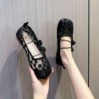 Neue faltbare Ballerinas Damen Spitze bestickte Netzschuhe Damen leichte elegante Kleid Slipper Frau atmungsaktive Mary Jane Schuhe