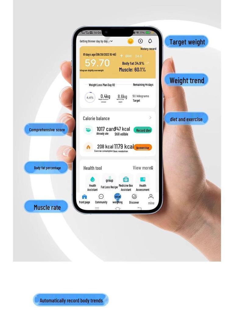 Smart Rechargeable Body Fat Scale: Precise, Durable, Compact Digital Weight Measurement