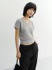 Deonseuteu Summer Linen V-Neck Knit_Udsw6B233_Melange Gray