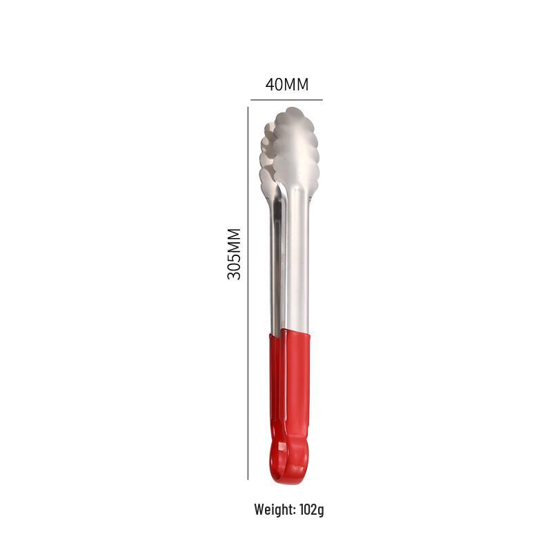 Stainless Steel Food Tongs Set with Red Handles