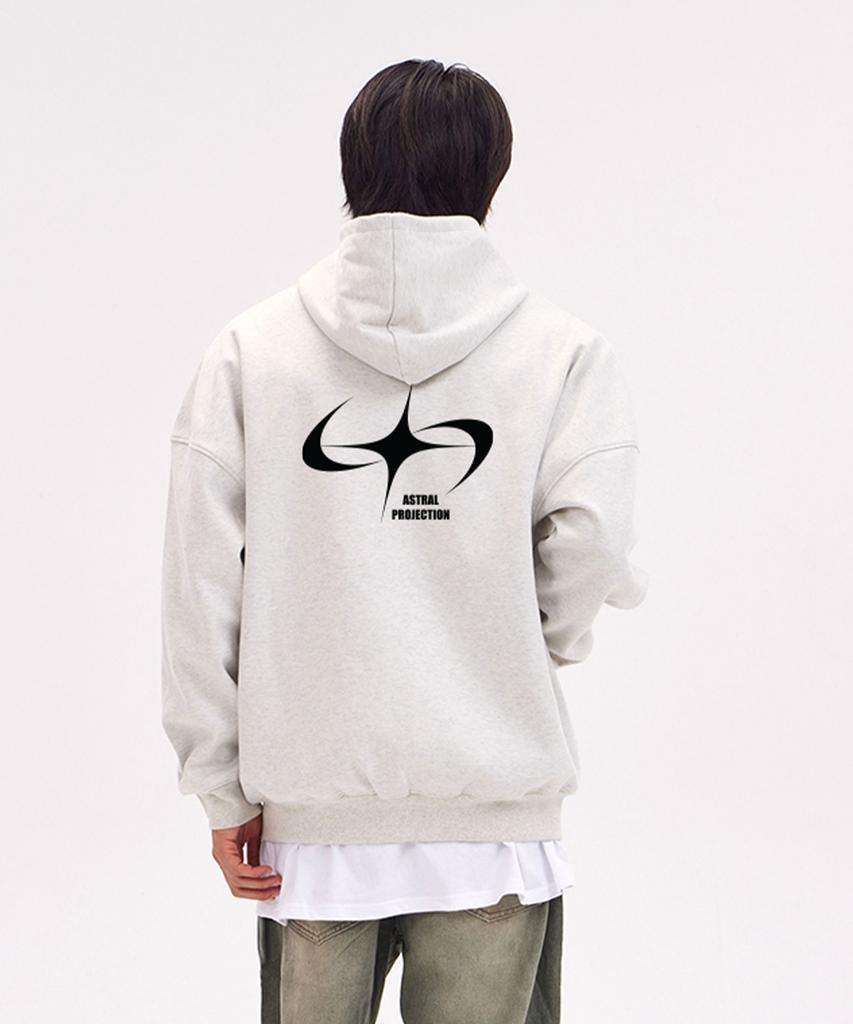 Astral Projection Star Swing Oversized Wide Shoulder Zip-Up Hoodie_Oatmeal