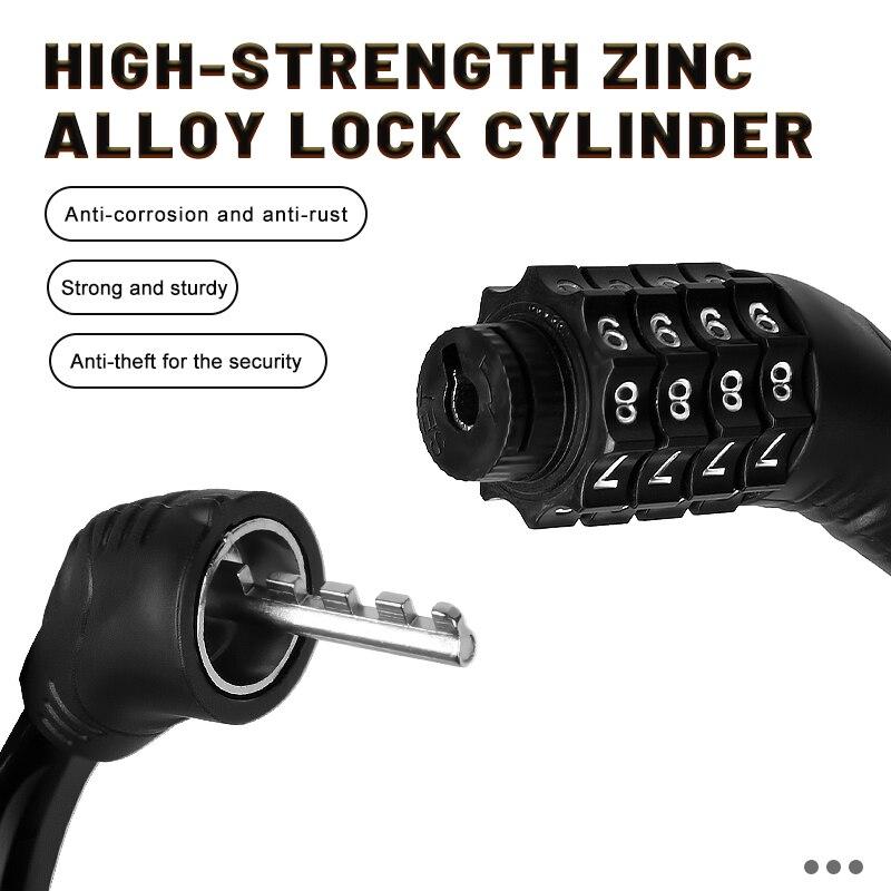 4 Digit Combination Bike Lock Cable – Resettable Security Steel Cable Lock for Bicycle, Scooter, Gate & Fence